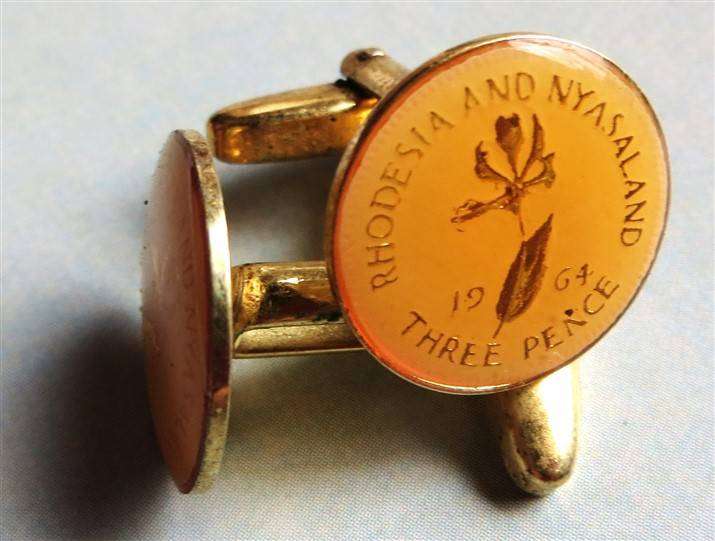 Rhodesia & Nyasaland Enamelled 3d pair of Cufflinks