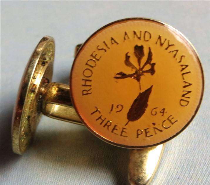 Rhodesia & Nyasaland Enamelled 3d pair of Cufflinks