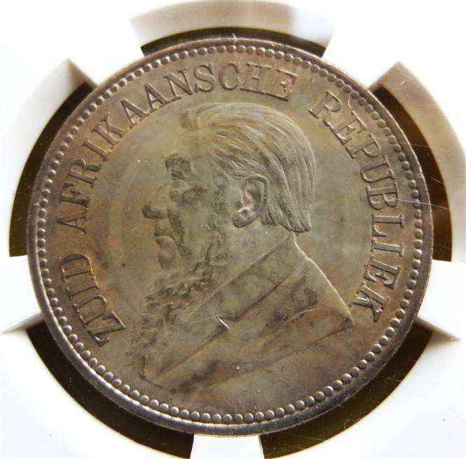 1895 ZAR 2/6 Shillings SANGS AU50 Half Crown