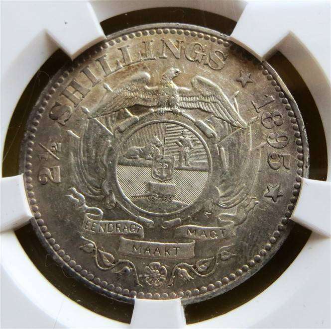 1895 ZAR 2/6 Shillings SANGS AU50 Half Crown