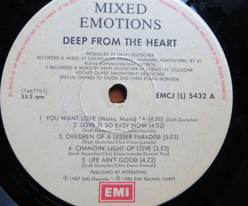 Mixed Emotions - deep from the Heart -  Vinyl VG / Cover VG