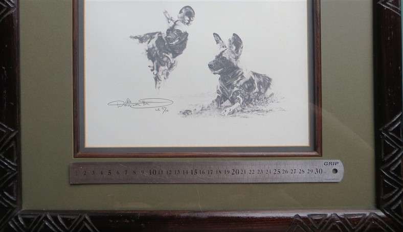 African Wild Dogs - Limited Edition 5/10 - Artist signed Print - wood frame with Glass