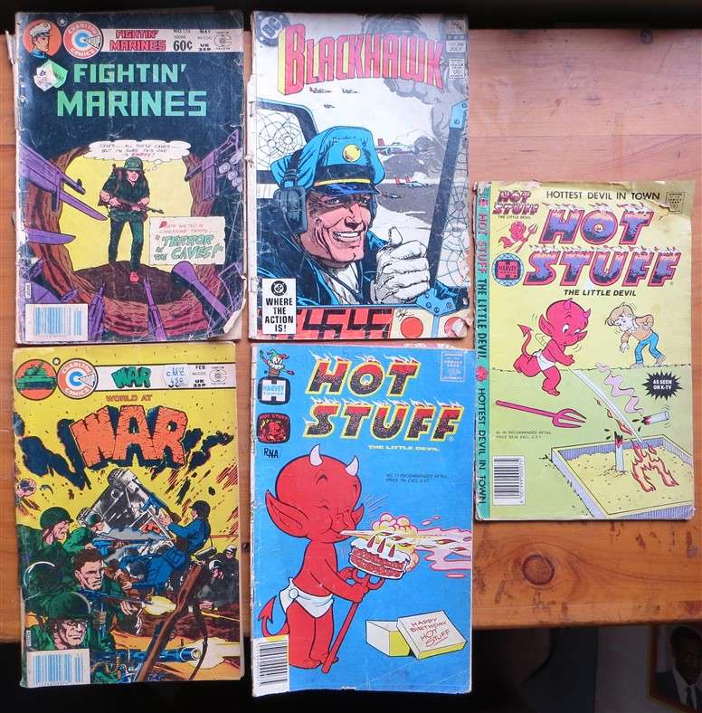 5 x Vintage Assorted Hot Stuff / War Comics Lot - 1 Bid for All