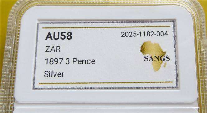 1897 ZAR 3d Threepence Silver SANGS AU58