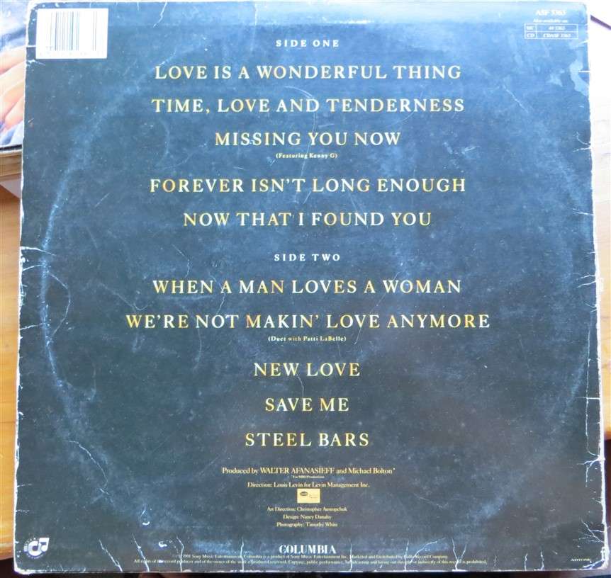 Michael Bolton  - Time , Love & Tenderness  Vinyl VG / Cover G