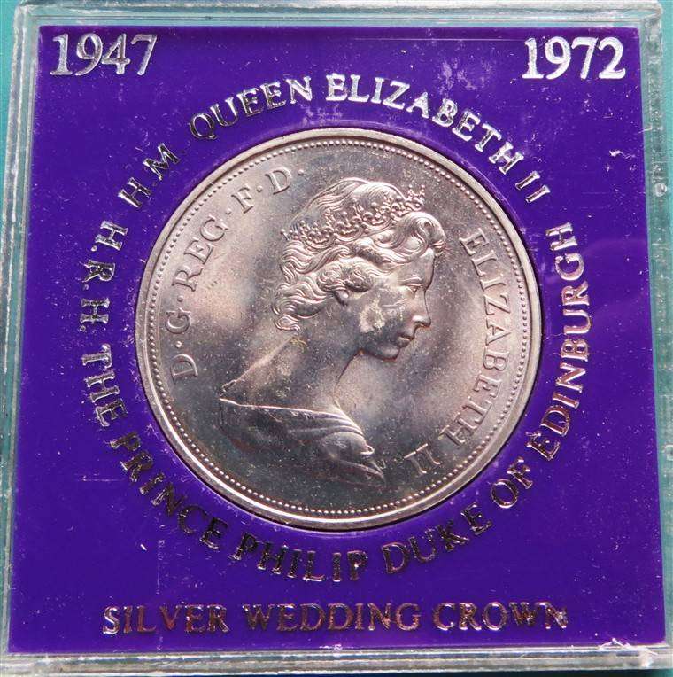 GB 1947-1972 Queen Elizabeth Prince Philip Wedding Jubilee Commemorative Crown