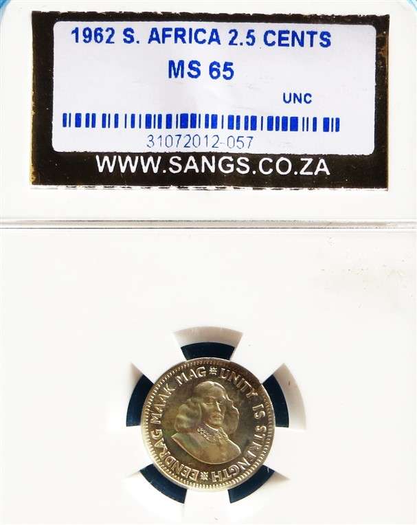1962 2 1/2c Silver SANGS MS65 Graded