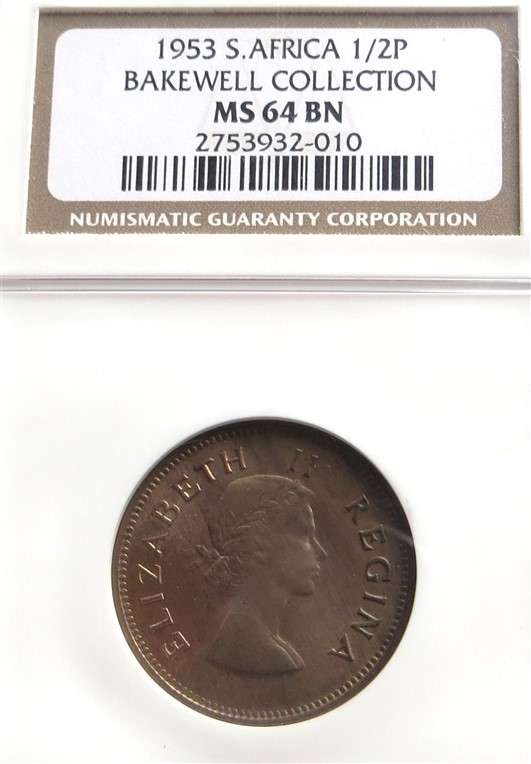 1953 1/2d Half Penny NGC MS64BN Bakewell Graded