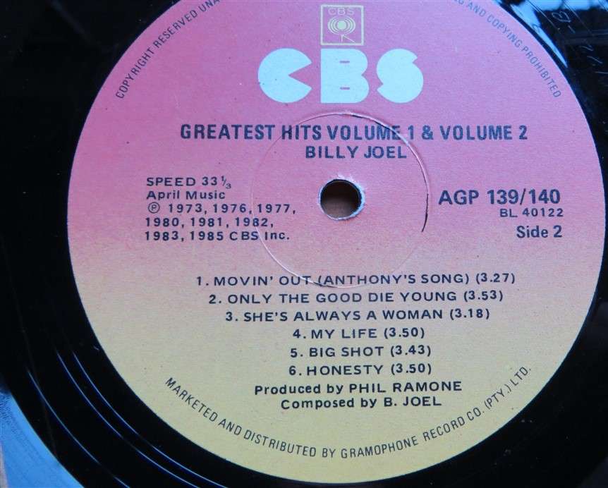 Billy Joel Greatest Hits 2 x LP Set -  Vinyl VG / Cover VG