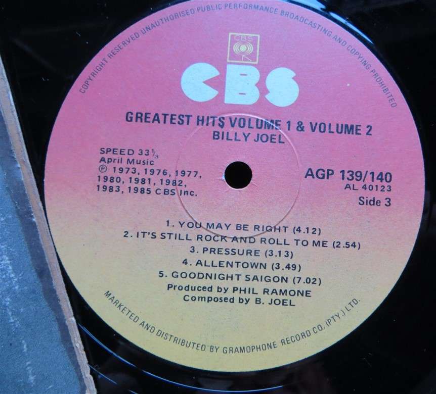 Billy Joel Greatest Hits 2 x LP Set -  Vinyl VG / Cover VG