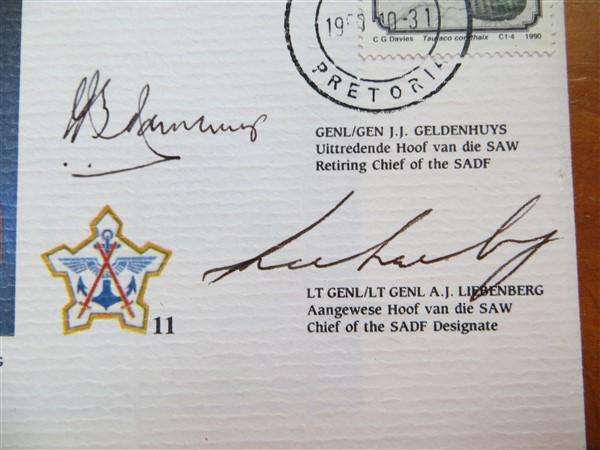 SADF RSA Cover - Chiefs of SADF & Signed