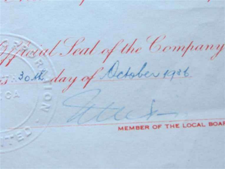 Rhodesian Corporation Limited Share Certificate