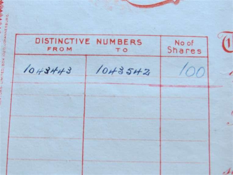Rhodesian Corporation Limited Share Certificate