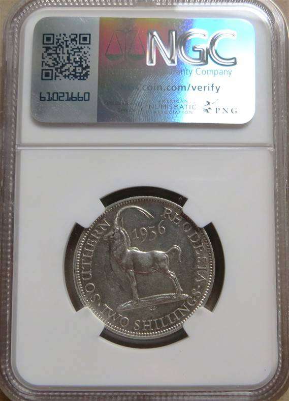 Southern Rhodesia 1936 2 Shillings Silver Coin NGC Graded AU Details