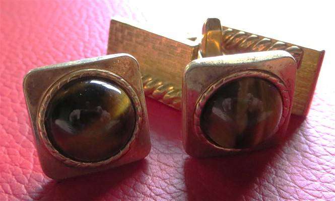 2 x Cufflinks Sets - 1 is Tiger's eye - Both for 1 Bid