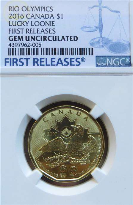 2016 Canada Lucky Loonie Rio Olympics - NGC GemUnc - First Release