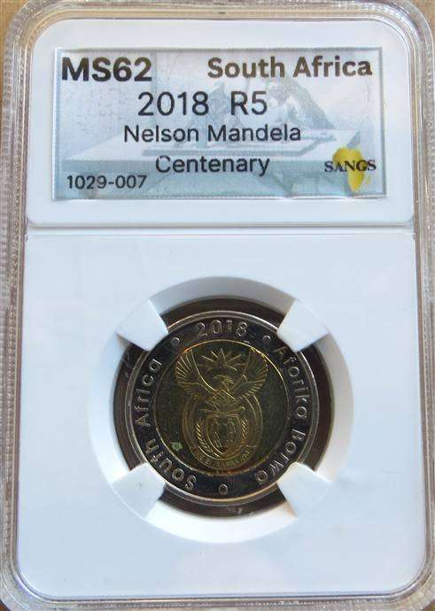 2018 Mandela Centenary MS62 R5 Coin SANGS