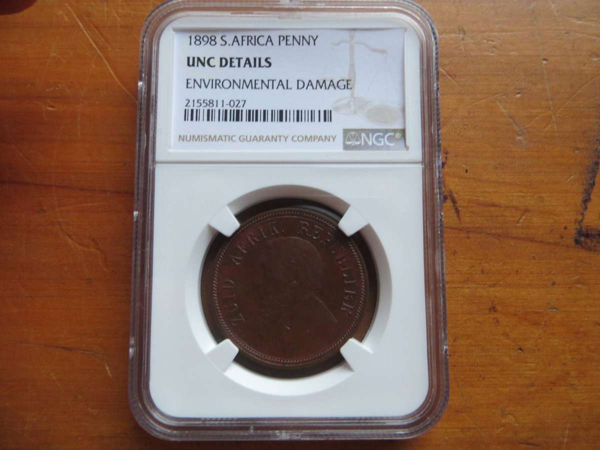 1898 ZAR NGC graded Penny 1d - UNC Details