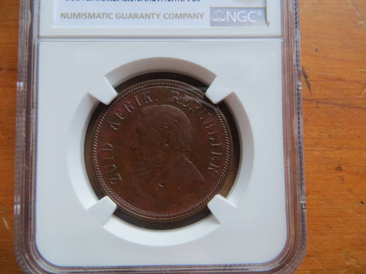1898 ZAR NGC graded Penny 1d - UNC Details