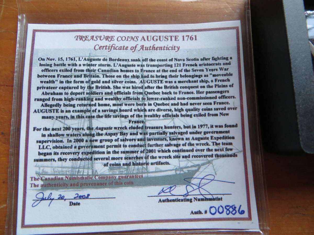 1761 Silver Shoe Buckle from "Auguste" Shipwreck - Cert. of Authenticity