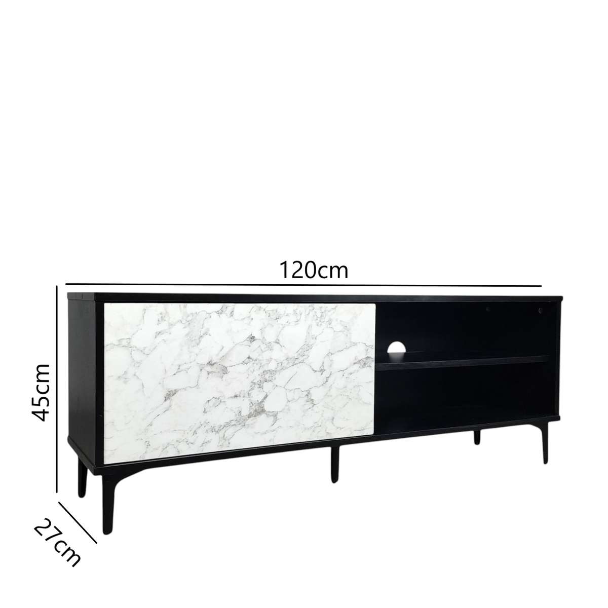 Petra TV Stand Black-Marble 120cm