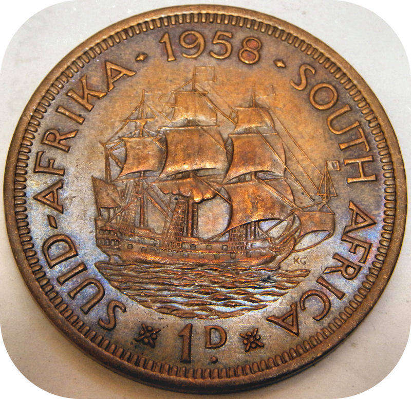 1958 Penny 1d in BROWN UNC!