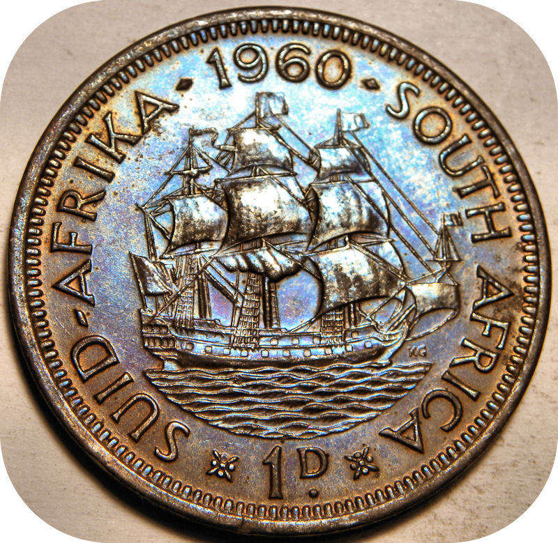 1960 Pennie 1d in reenboog UNC!!