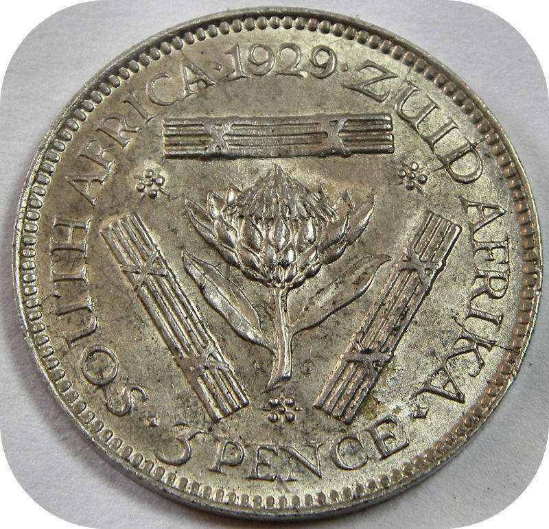 Lustrous 1929 Tickey 3d in A/UNC!!!