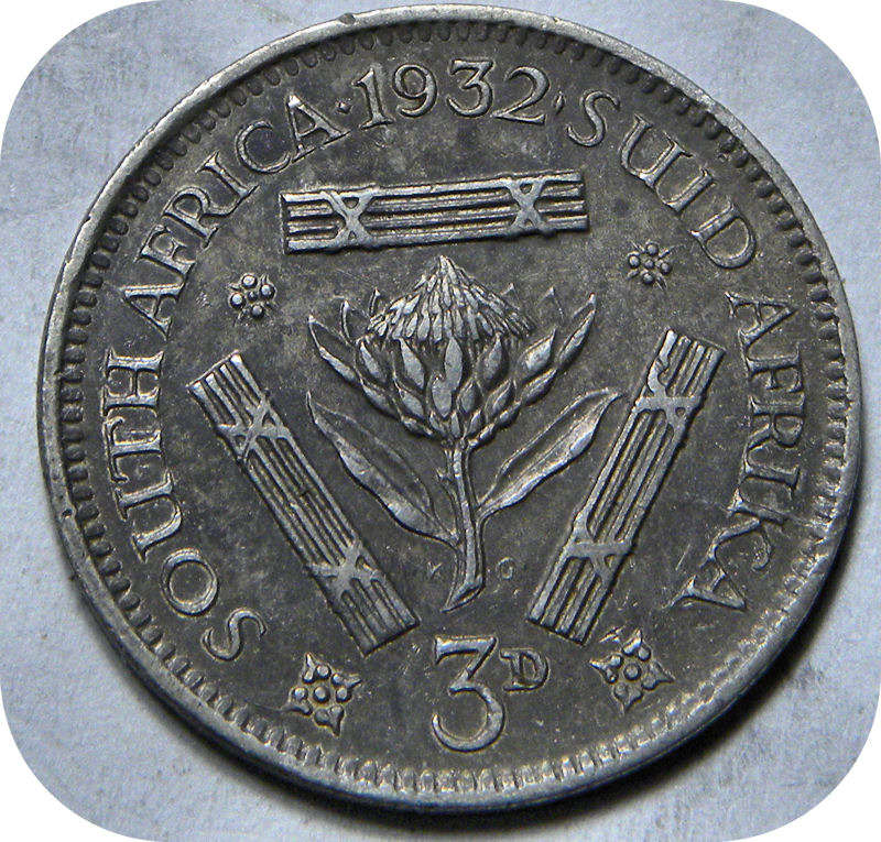 Top Grade SA Union: The 1932 tickey 3d in EF!