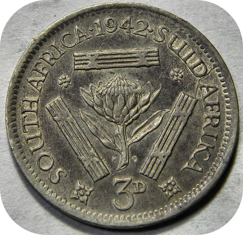 Bargain SA Union:  1942 Tickey 3d in EF+ below R150!