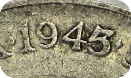 1945/43 Overstrike tickey 3d below R50!