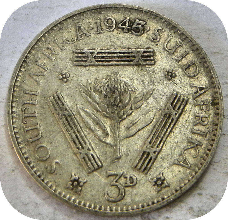 1945/43 Overstrike tickey 3d below R50!