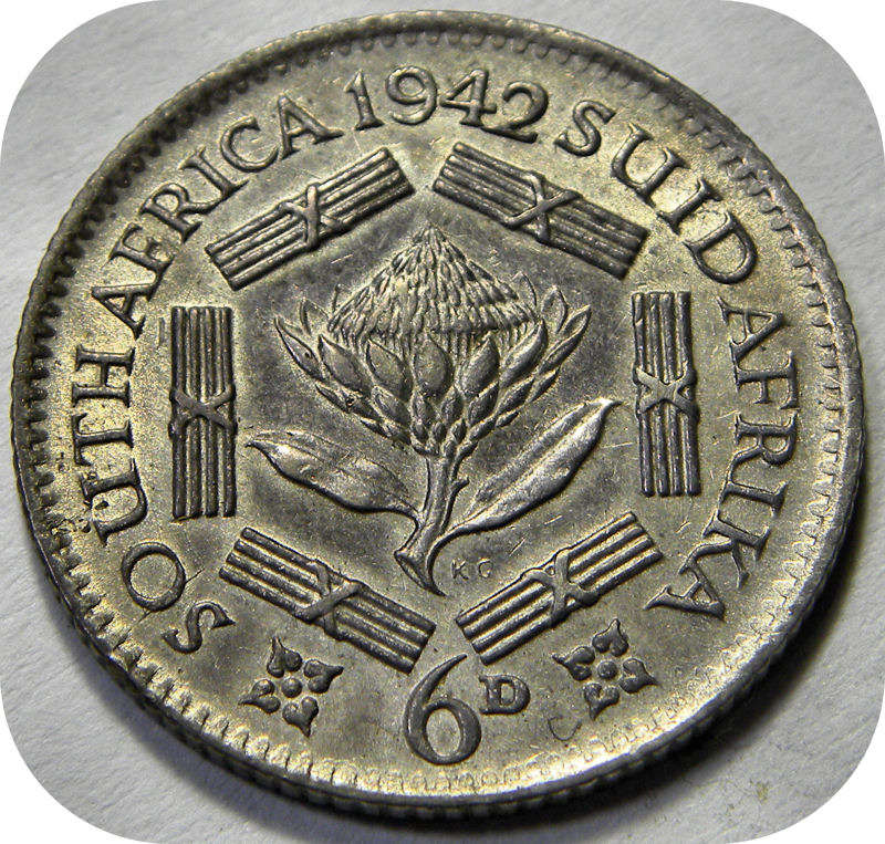 Top Grade SA Union:  Lustrous 1942 Sixpence 6d in A/UNC!