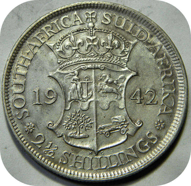 Error SA Union:  1942 Die Crack Halfcrown below R300!