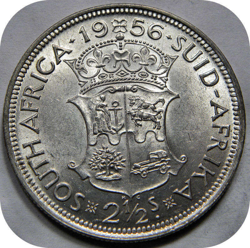 Top Graad SA Unie: 1956 Half kroon 2/6 in Brilliant UNC!!!