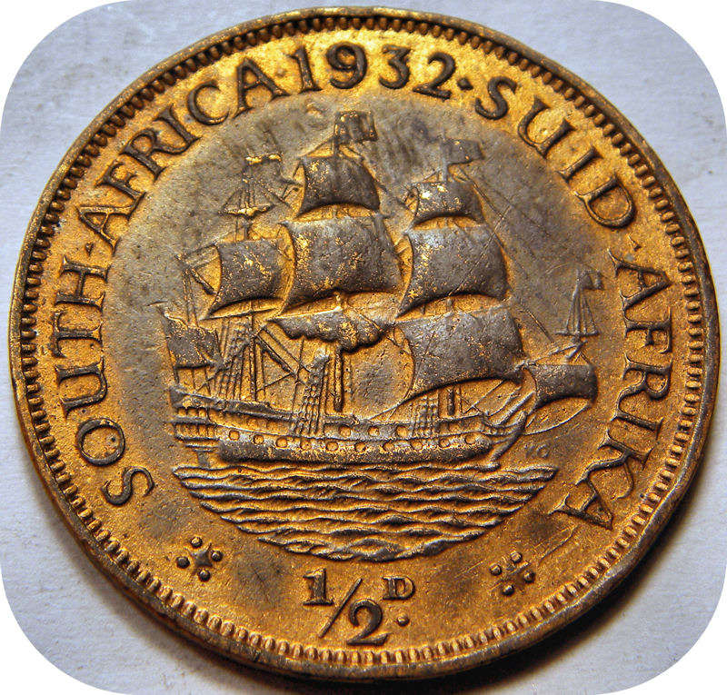 1932 Half Pennie 1/2d in rooi AEF onder R300!!