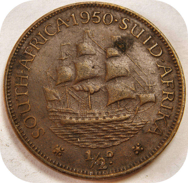 SA Unie: 1950 1/2 Pennie below R10!