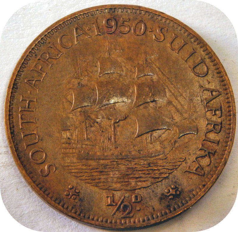 1950 1/2 Pennie onder R20!