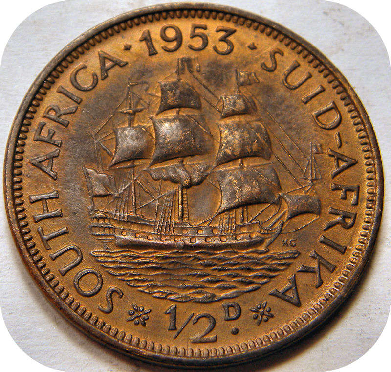 Top Graad SA Unie: 1953 1/2 Pennie in EF!