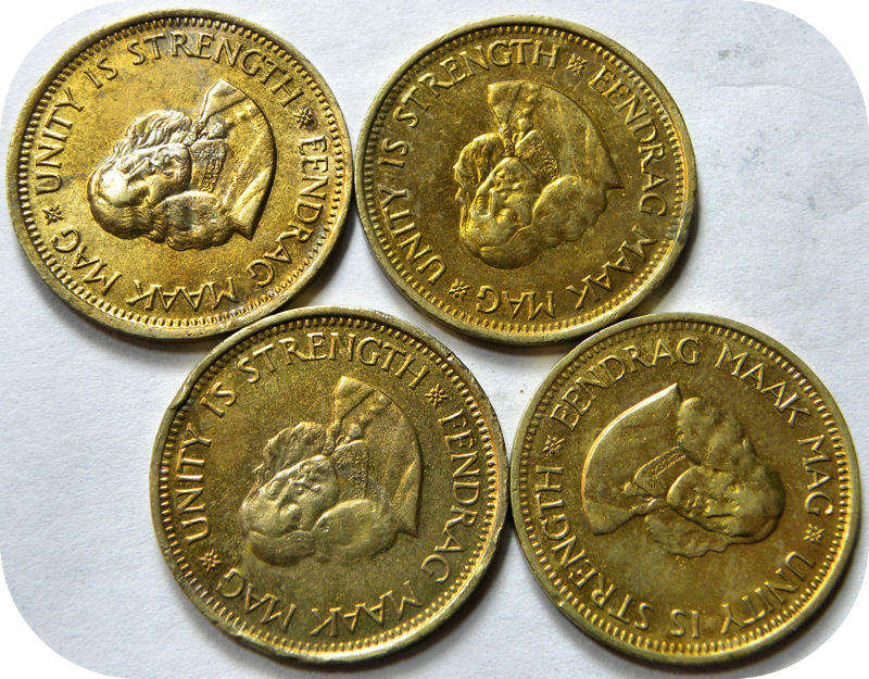 1962 van Riebeeck ½c in A/UNC!  4 specimens available, bid per coin.