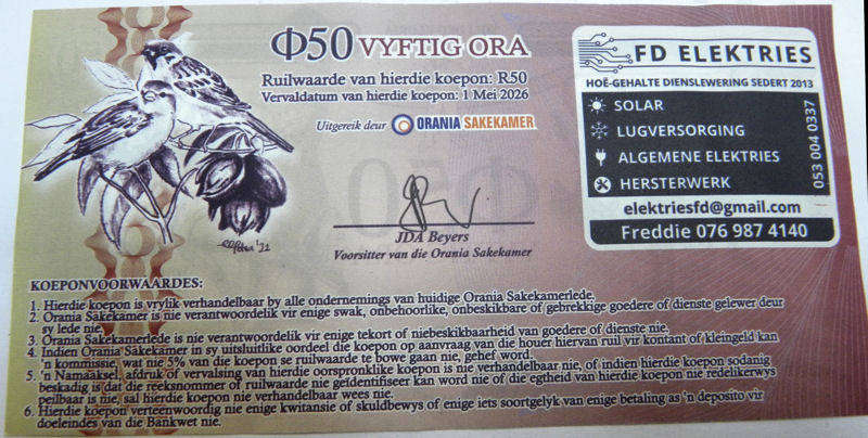 Orania 50 ORA, H reeks, 2024-2026 in UNC. per hand geteken!