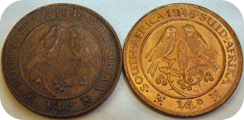 1946 two RED and brown Farthings 1/4d in A/UNC!  Bid per coin.