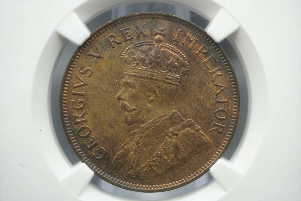 1933 South African Penny 1D NGC MS63BN 3rd Finest