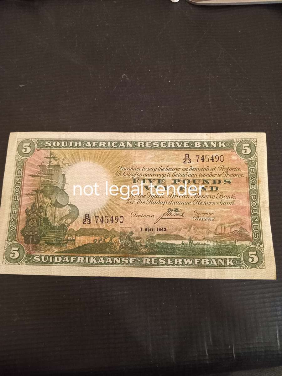 1943 Postmus Five Pound Banknote