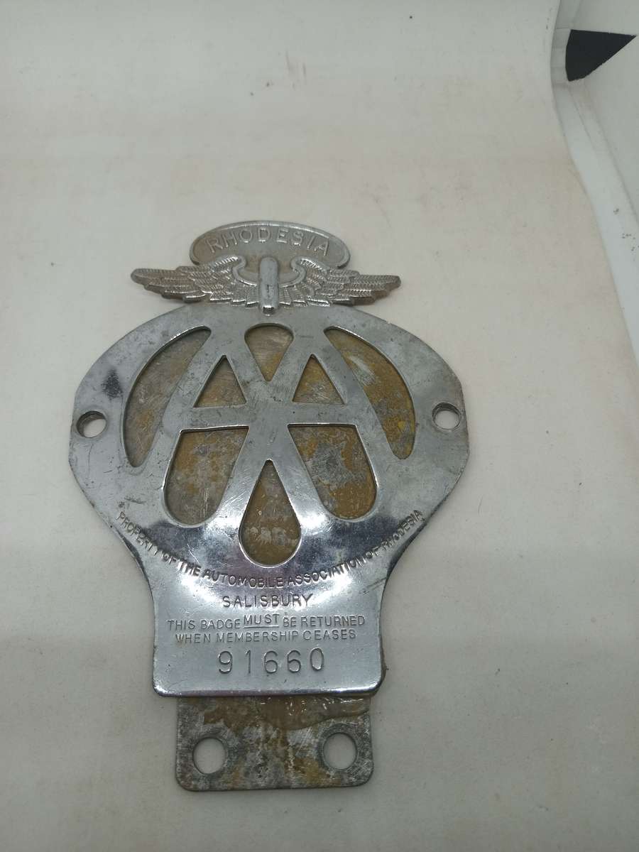 Rhodesia - AUTOMOBILE ASSOCIATION - BADGE NO 91660