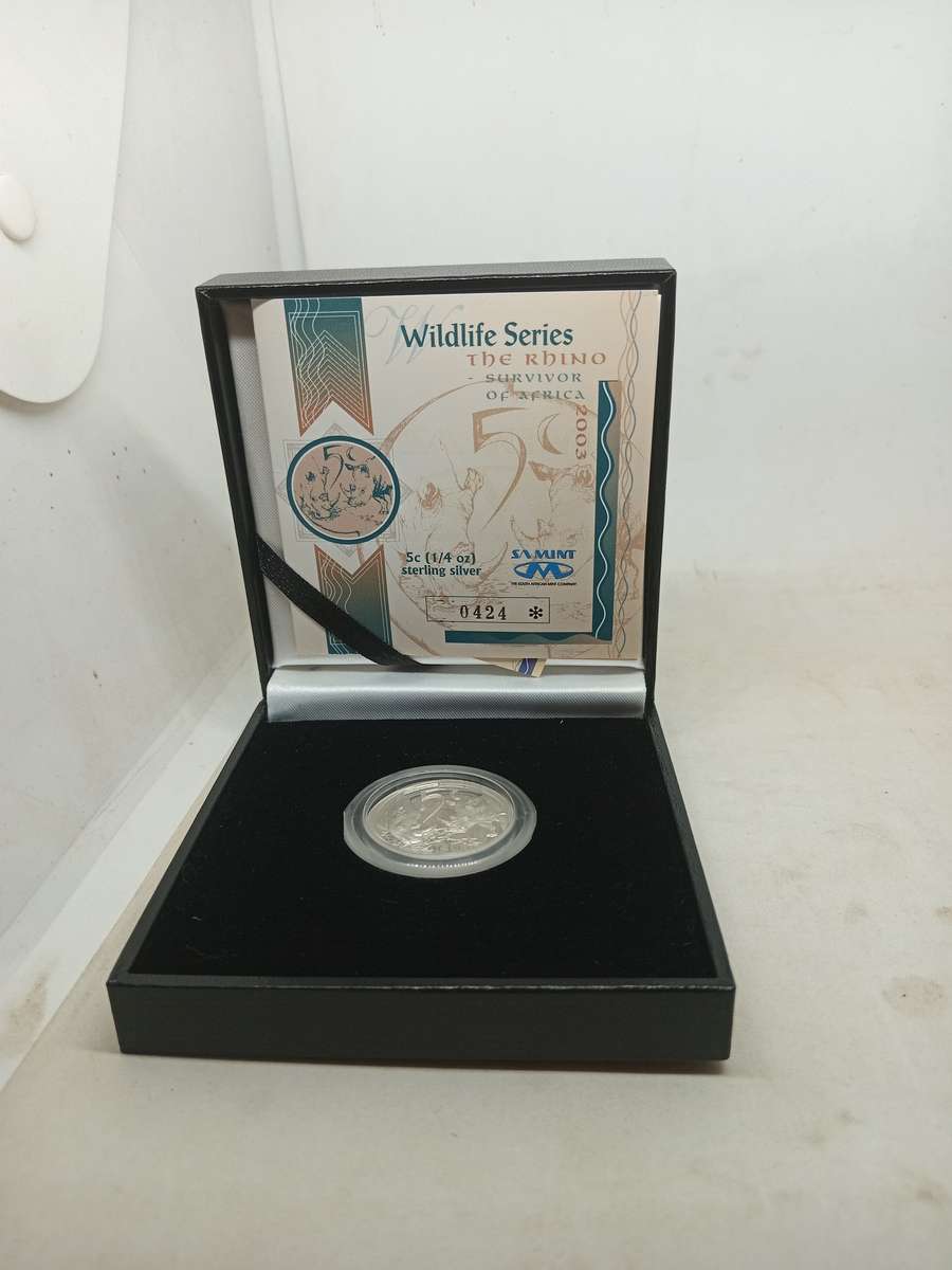 Wildlife Series The Rhino sterling Silver 5c