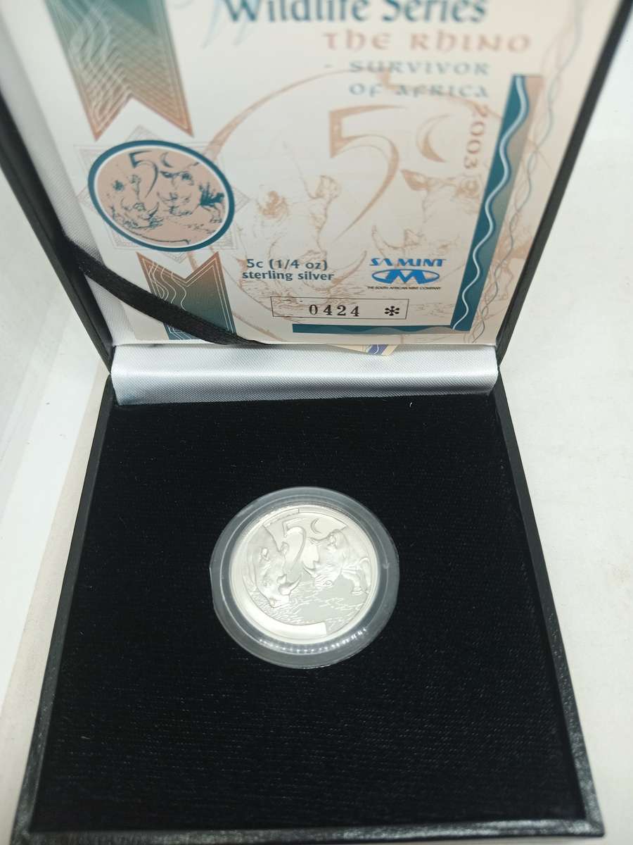 Wildlife Series The Rhino sterling Silver 5c