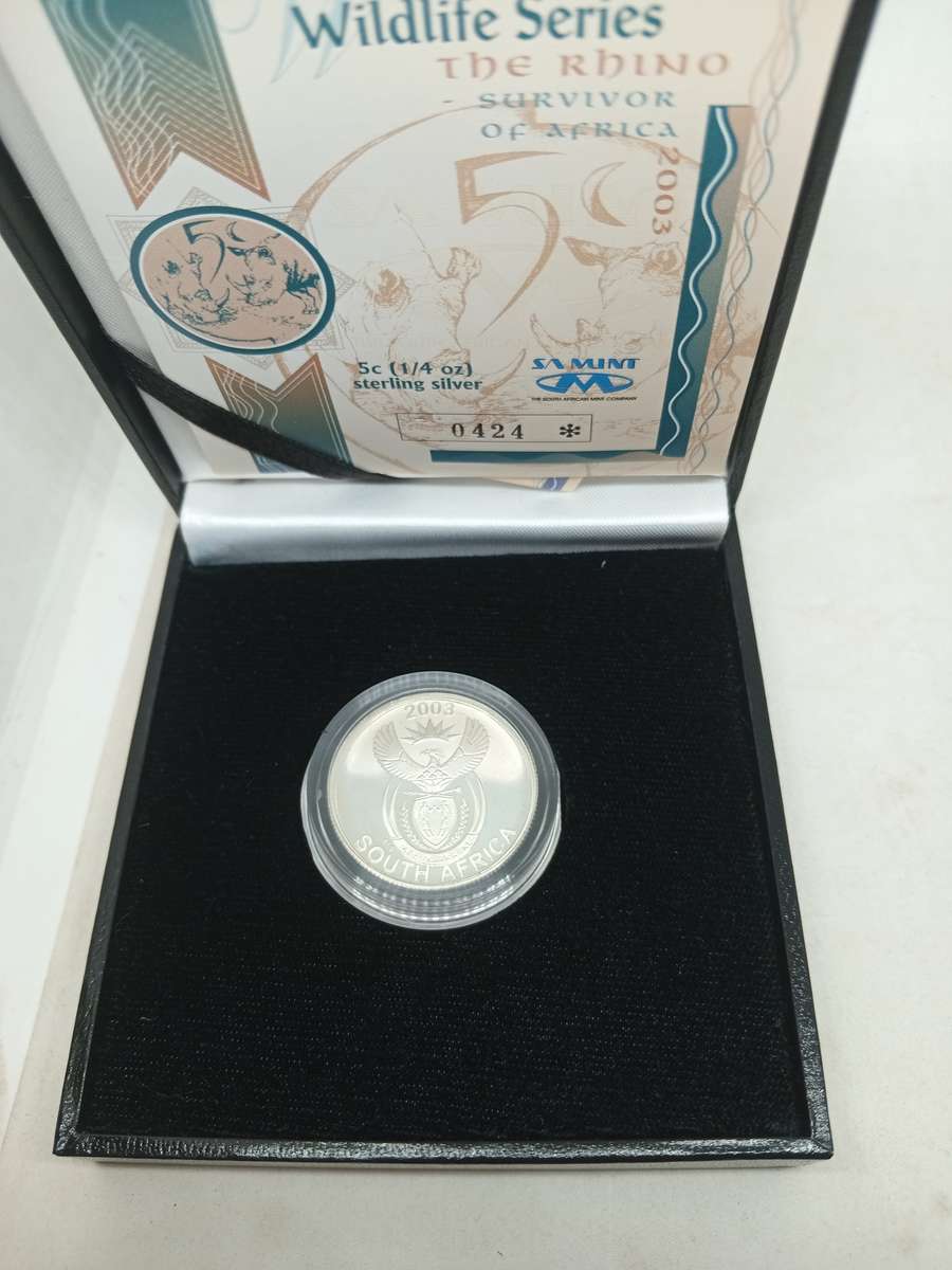 Wildlife Series The Rhino sterling Silver 5c