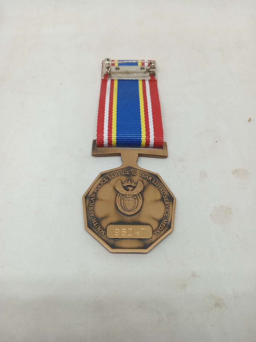Two 10 Years Of SA Police Service Medal Full size. Bid per Medal