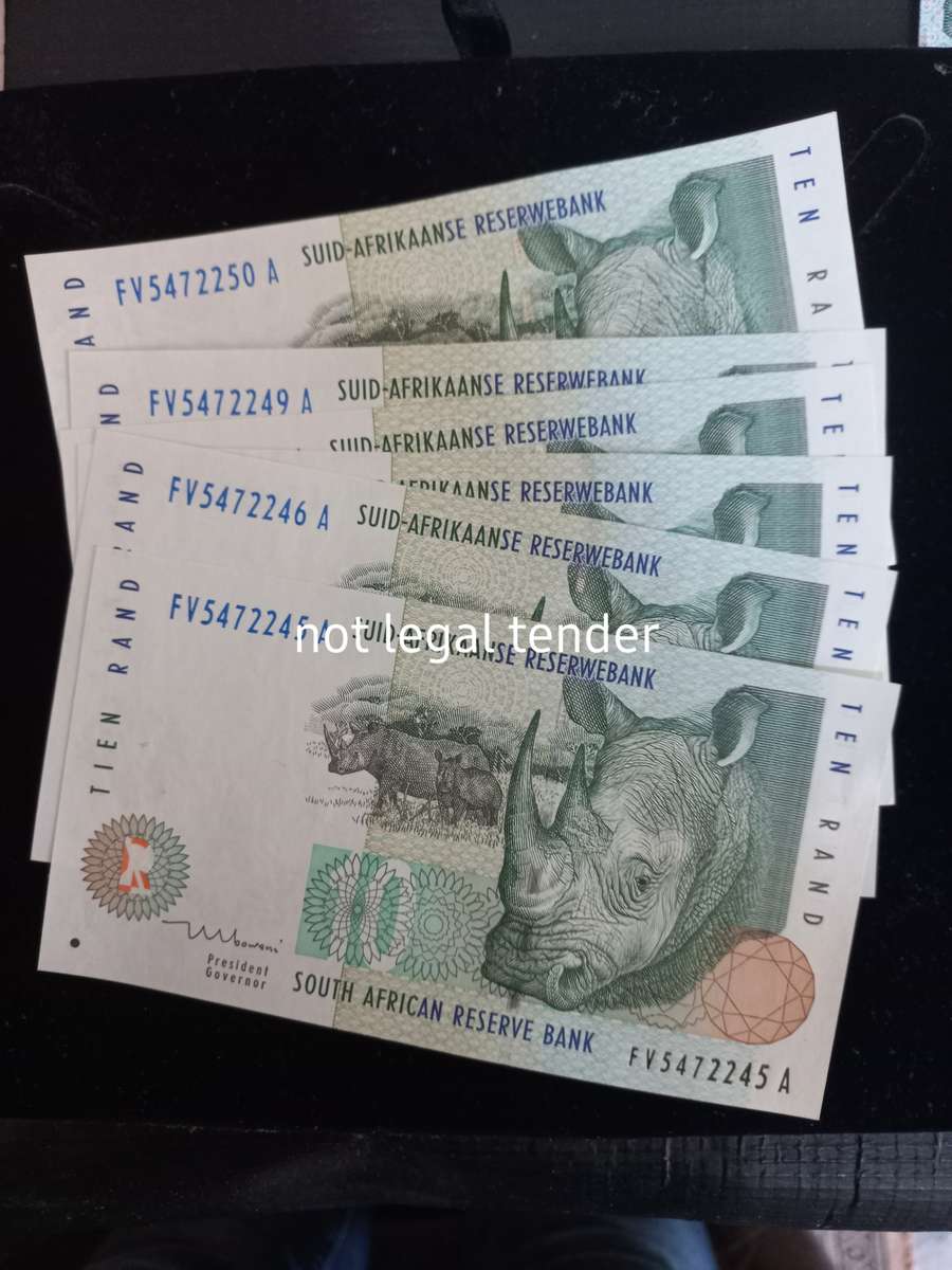 6 Unc Tito Mboweni 1st issue R10 Banknotes ( FV)